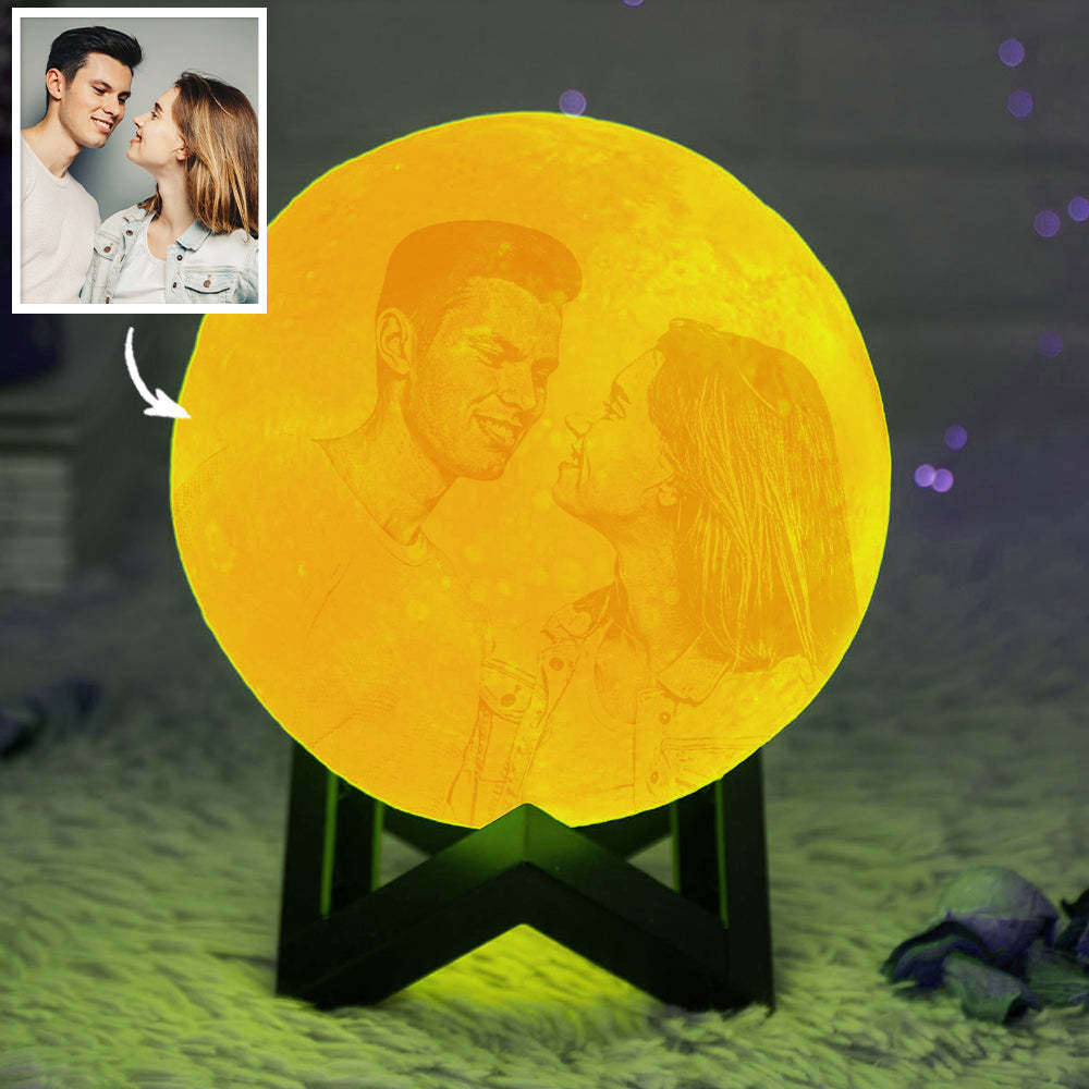 Gifts for Men Personalized Photo Moon Lamp 3D Printed Engraved Name Light(10CM-15CM) - makephotopuzzleuk