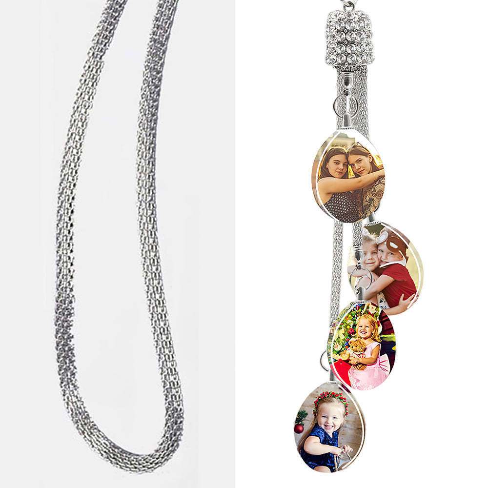 Custom Photo Car Crystal Rearview Mirror Hanging Decorations Accessories Gifts for Family - makephotopuzzleuk