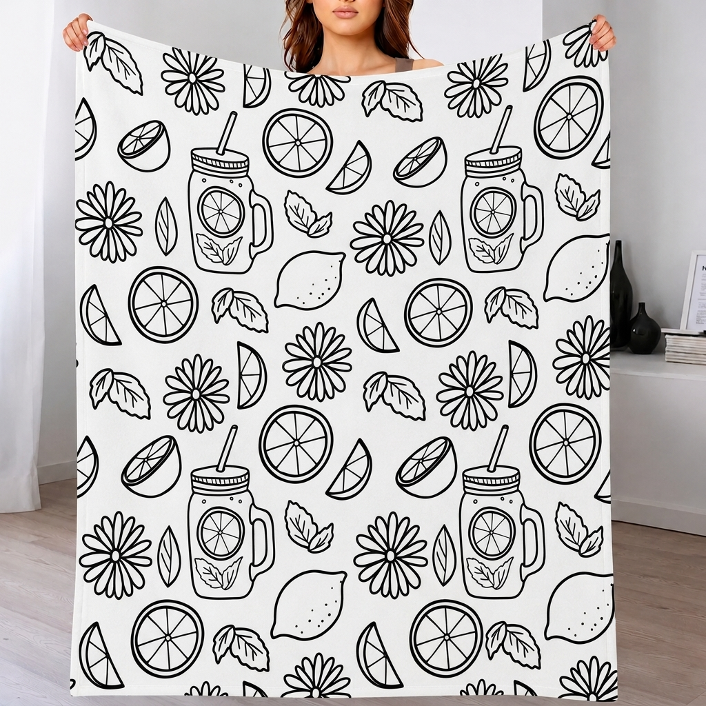 DIY Drawing Blanket with Optional 24 Colors Markers, Color Art Blanket Washable Blankets, Christmas Coloring Blankets for Adults - makephotopuzzleuk