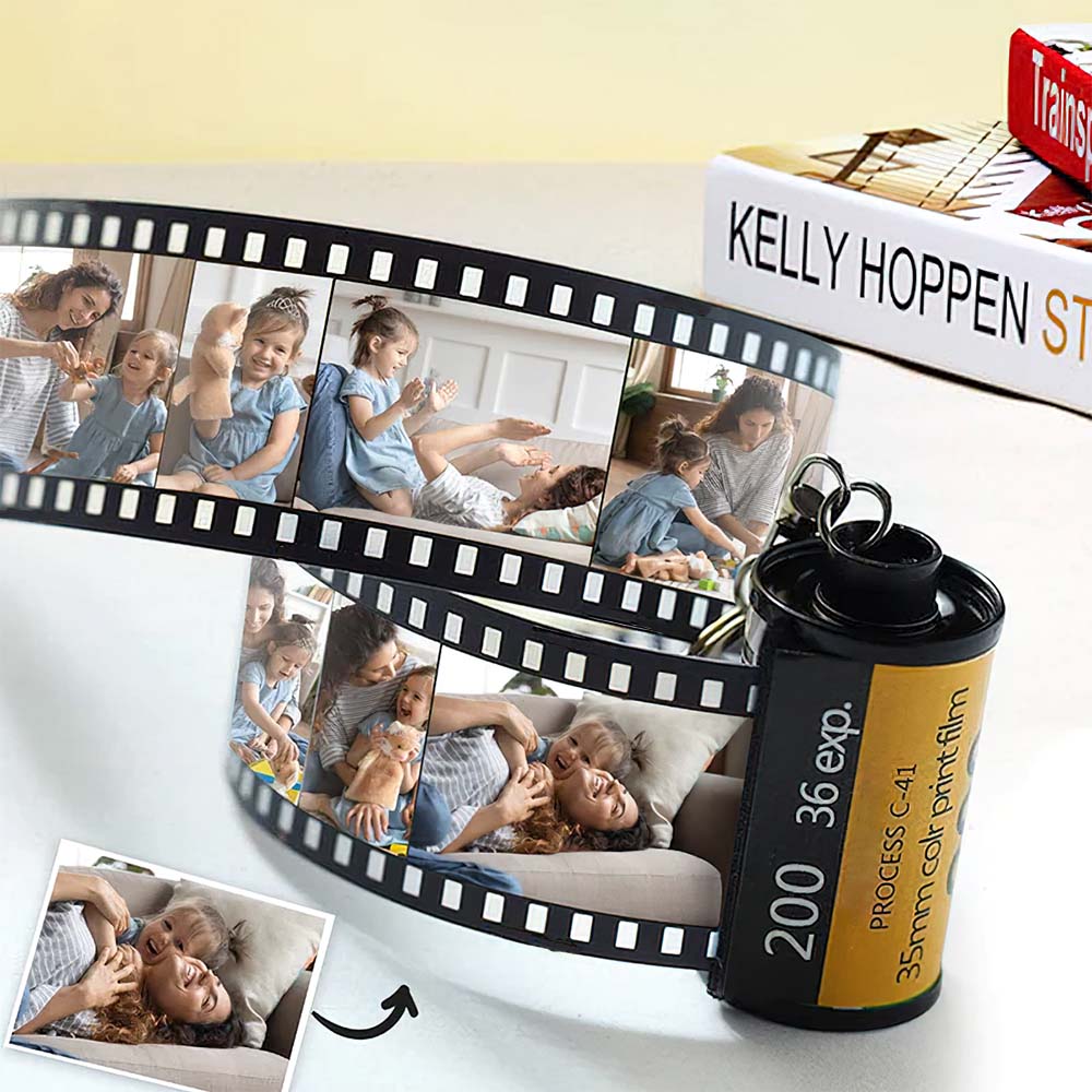 Personalised Camera Memory Reel Keychain Photo Album Keyring