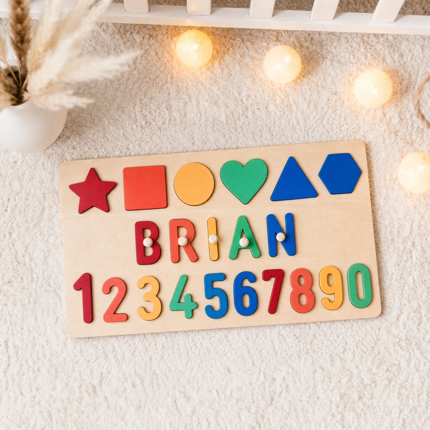 Personalized Numbers And Shapes Wooden Name Puzzle