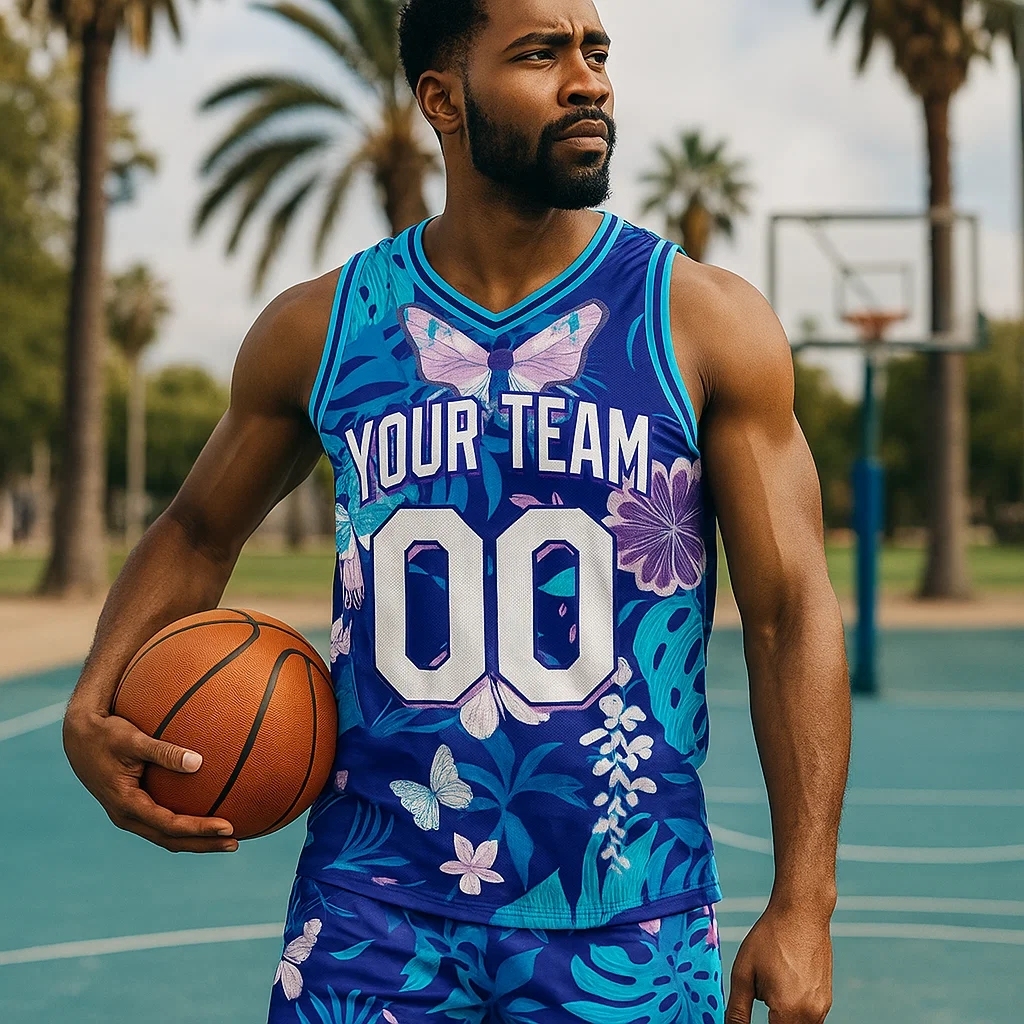 Custom Basketball Jersey with Name & Number Personalized Hawaii Floral Sports Tank Top - makephotopuzzleuk