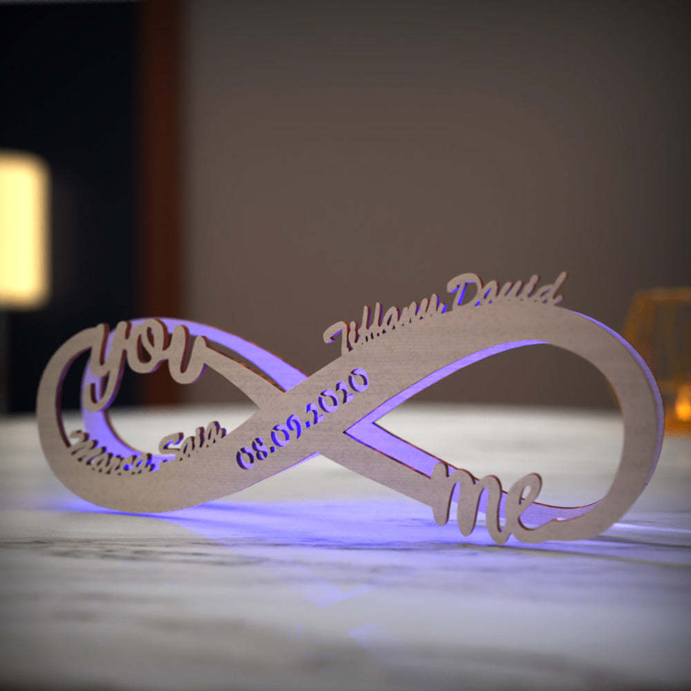 Gifts Custom Lamp Name Sign Engraved Wooden Nightlight Personalised Name Light Infinity Love Gift for Mum