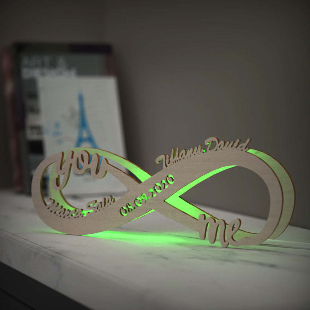 Gifts Custom Lamp Name Sign Engraved Wooden Nightlight Personalised Name Light Infinity Love Gift for Mum