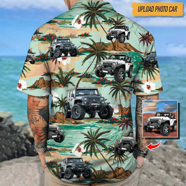 Upload Car Photo Hawaiian Shirt, Custom Hawaiian Shirt For Him, 1-3 Photos(Car or Face), 4 Designs Available Gift For Car Lovers - makephotopuzzleuk