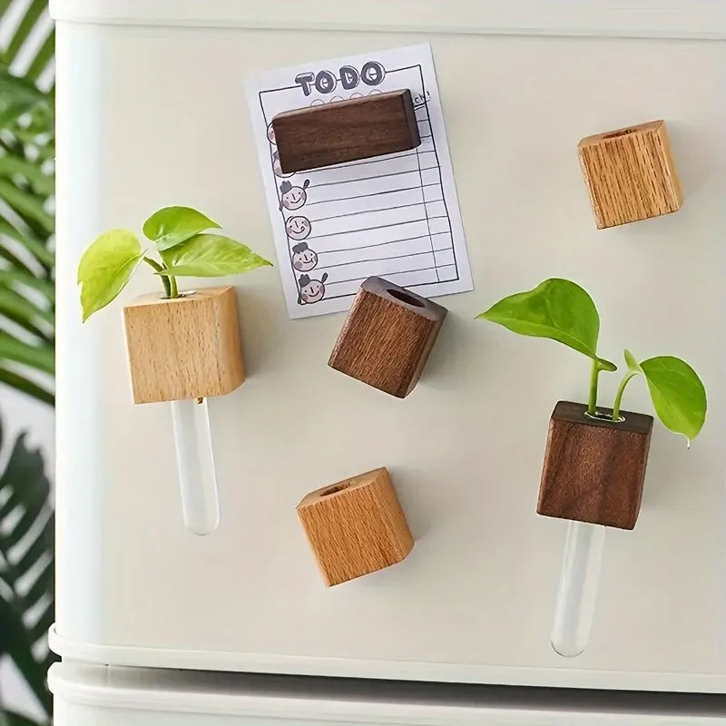 Magnetic Wooden Bud Vase: Flower & Plant Holders for Home Decor - Blooming Love On My Fridge - makephotopuzzleuk