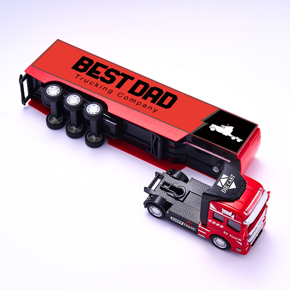 Pull Back & Rear Door Can Be Opened Personalized toy truck, Customized With Name on The Side of The Truck