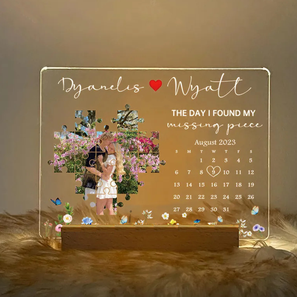 The Day I Found My Missing Piece Light Frame Personalized Gift - GiftLabuk