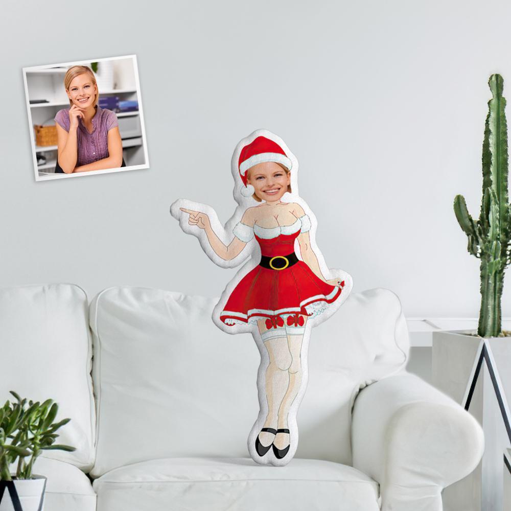 Unique Personalized Cool Beautiful Santa Throw Pillow Custom Face Photo Portrait Santa In Stockings Minime Throw Pillow A Truly Sexy Christmas Gift