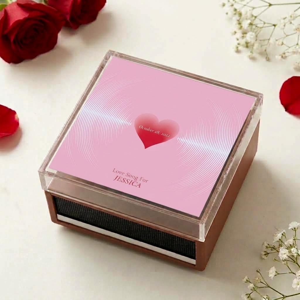 Personalized Mini Vinyl Music Player That Really Plays Music | Each Vinyl Can Play a Different Full Song, Custom Photo Album Cover & Music Box Cover, Anniversary Gift for Couples - makephotopuzzleuk