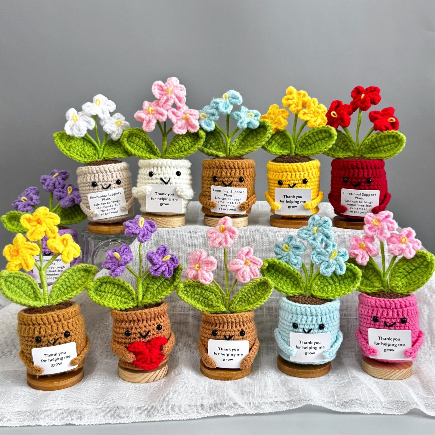 Handmade Crochet Forget me not Flowers with Hugging Heart,Emotional Support Potted Plant,Supportive Gift Flower,Mother's Day gift - makephotopuzzleuk