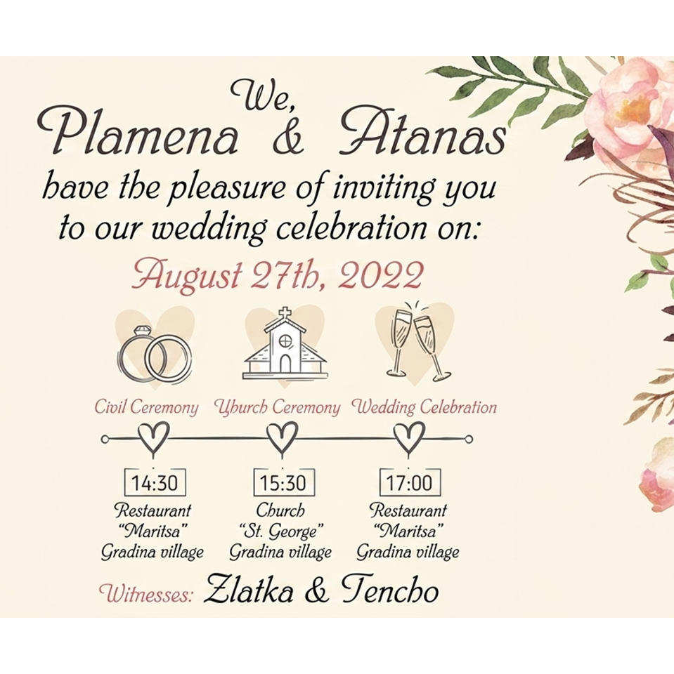 Custom Photo Illustration Save the Date Wedding Invitation