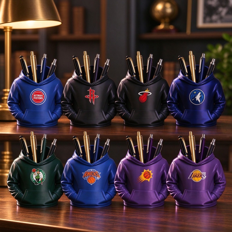 Basketball Hoodie Desk Organizer, Pen Pencil and Utensil Holder Fan Gift - makephotopuzzleuk