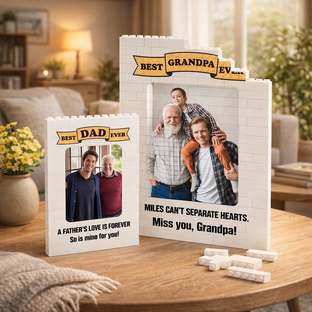 Custom Best Dad Papa Grandpa Ever Photo Brick Puzzles