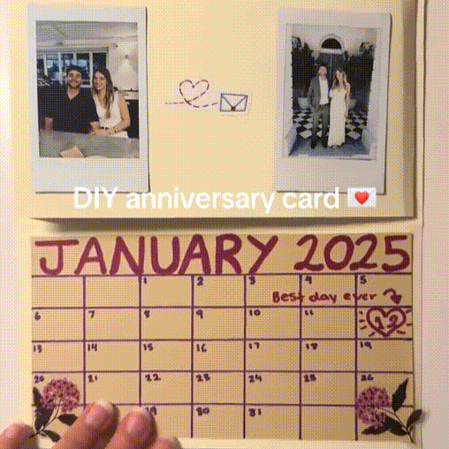 Personalized Waterfall Photo Card with 12 Custom Pictures & Calendar – DIY Flip Memory Scrapbook Gift for Birthday, Anniversary, Couple - makephotopuzzleuk