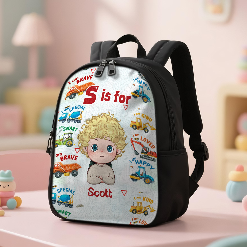 Personalized Backpack with Kid's Name DIY Cartoon Character School Bag 12inch Trendy Birthday Gift for Children, Toddlers & Preschool Boys and Girls - makephotopuzzleuk