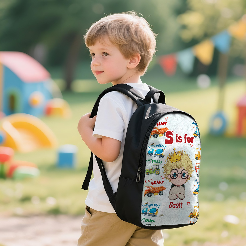 Personalized Backpack with Kid's Name DIY Cartoon Character School Bag 12inch Trendy Birthday Gift for Children, Toddlers & Preschool Boys and Girls - makephotopuzzleuk