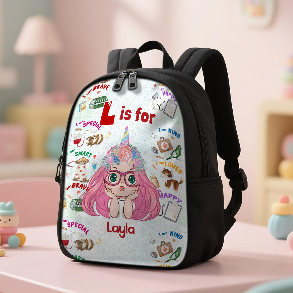 Personalized Backpack with Kid's Name DIY Cartoon Character School Bag 12inch Trendy Birthday Gift for Children, Toddlers & Preschool Boys and Girls - makephotopuzzleuk