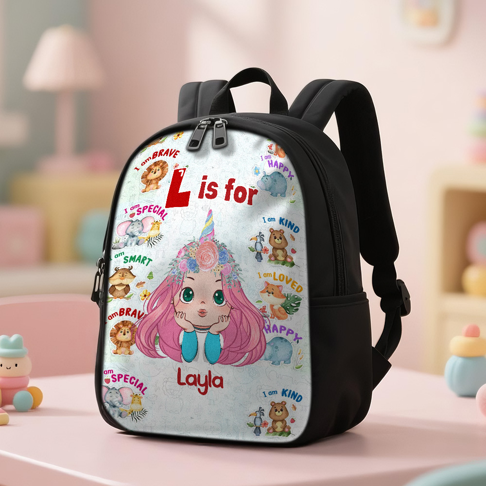 Personalized Backpack with Kid's Name DIY Cartoon Character School Bag 12inch Trendy Birthday Gift for Children, Toddlers & Preschool Boys and Girls - makephotopuzzleuk