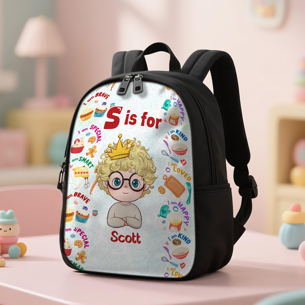 Personalized Backpack with Kid's Name DIY Cartoon Character School Bag 12inch Trendy Birthday Gift for Children, Toddlers & Preschool Boys and Girls - makephotopuzzleuk
