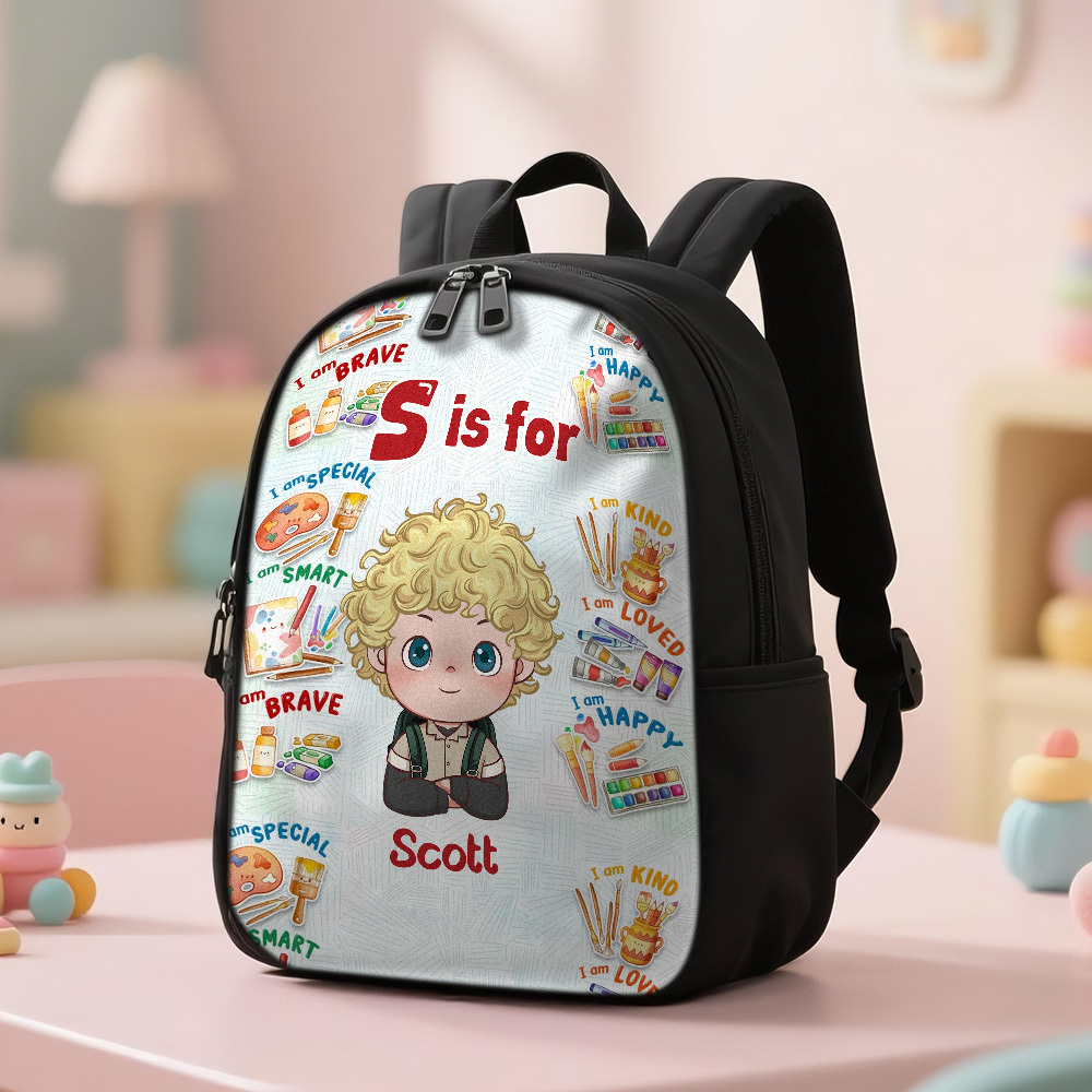 Personalized Backpack with Kid's Name DIY Cartoon Character School Bag 12inch Trendy Birthday Gift for Children, Toddlers & Preschool Boys and Girls - makephotopuzzleuk