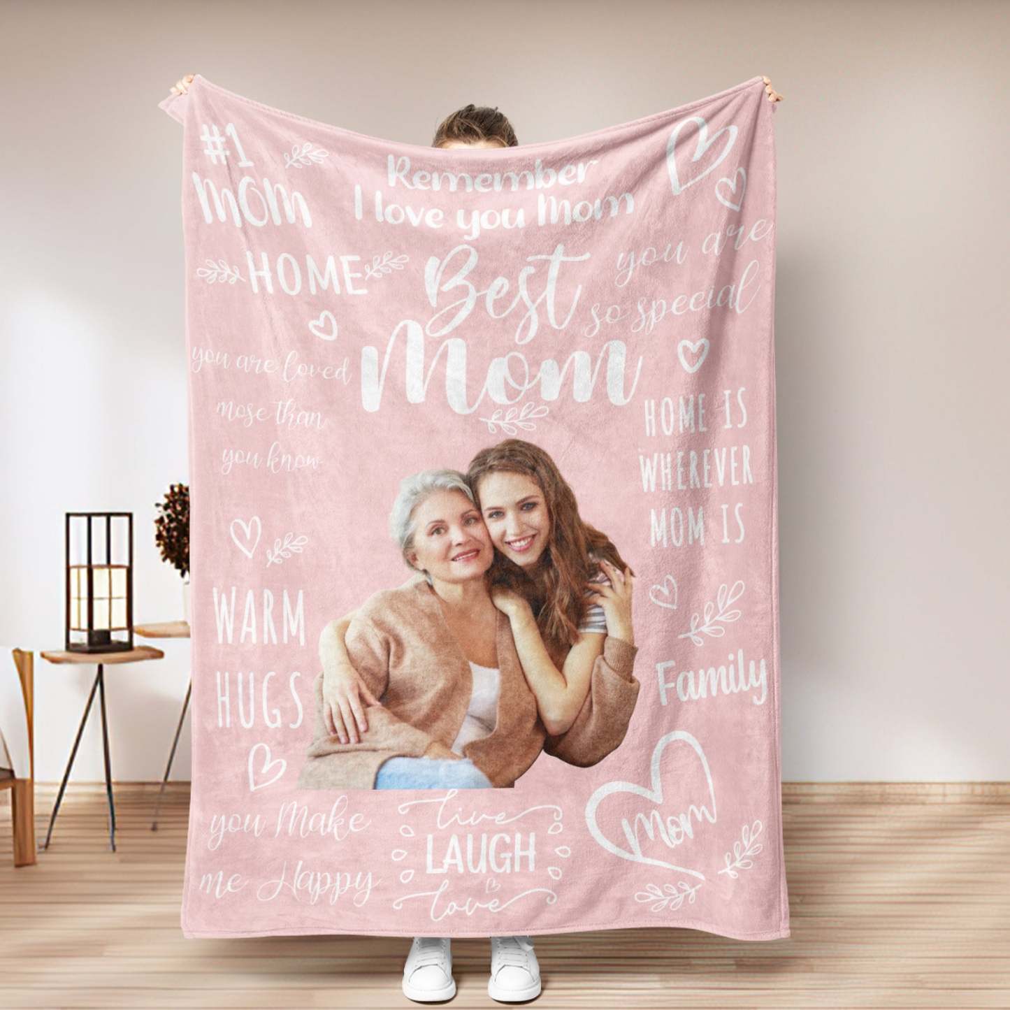 Personalised Photo Mom Theme Blanket Remember I Love You Mom Mother's Day Gift For Mom