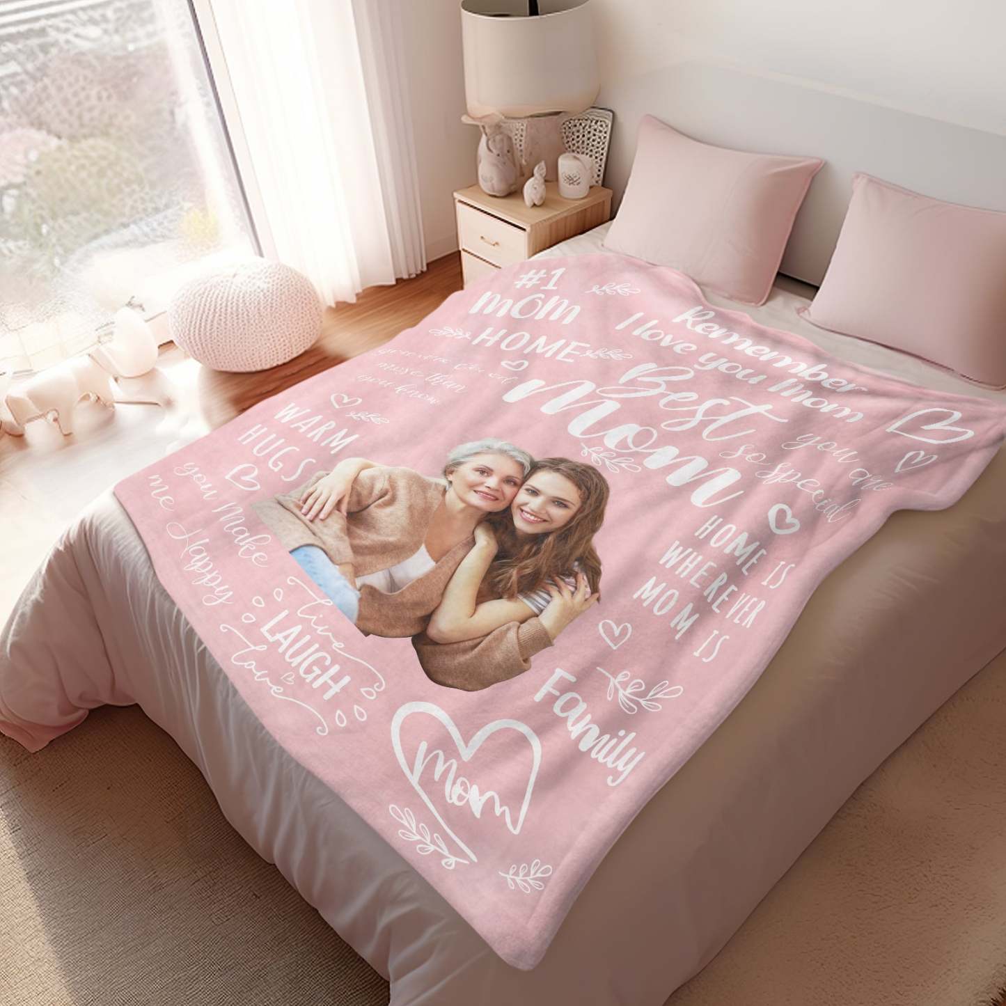 Personalised Photo Mom Theme Blanket Remember I Love You Mom Mother's Day Gift For Mom