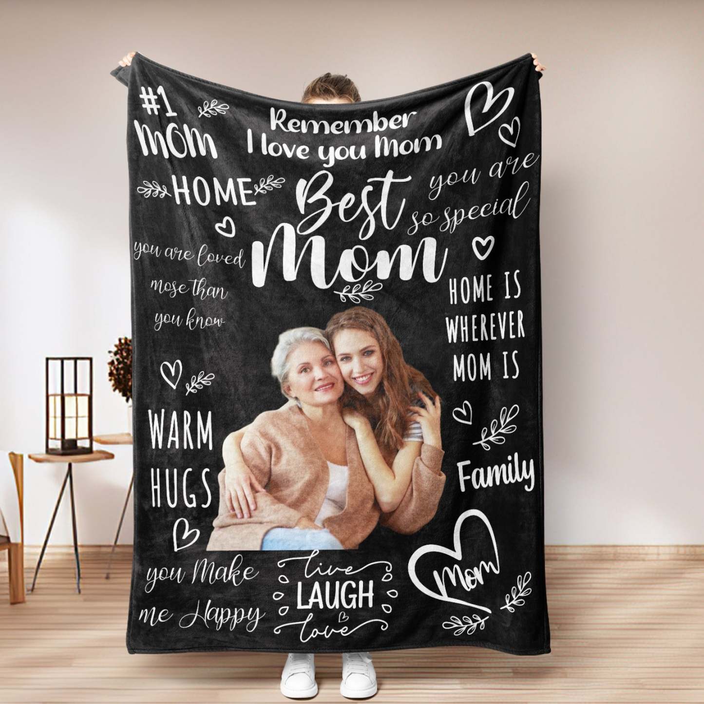 Personalised Photo Mom Theme Blanket Remember I Love You Mom Mother's Day Gift For Mom