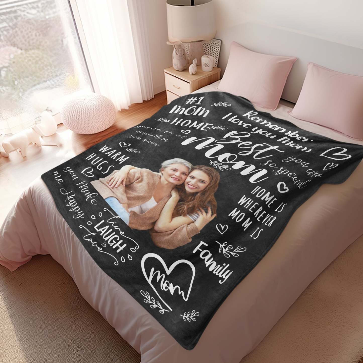Personalised Photo Mom Theme Blanket Remember I Love You Mom Mother's Day Gift For Mom