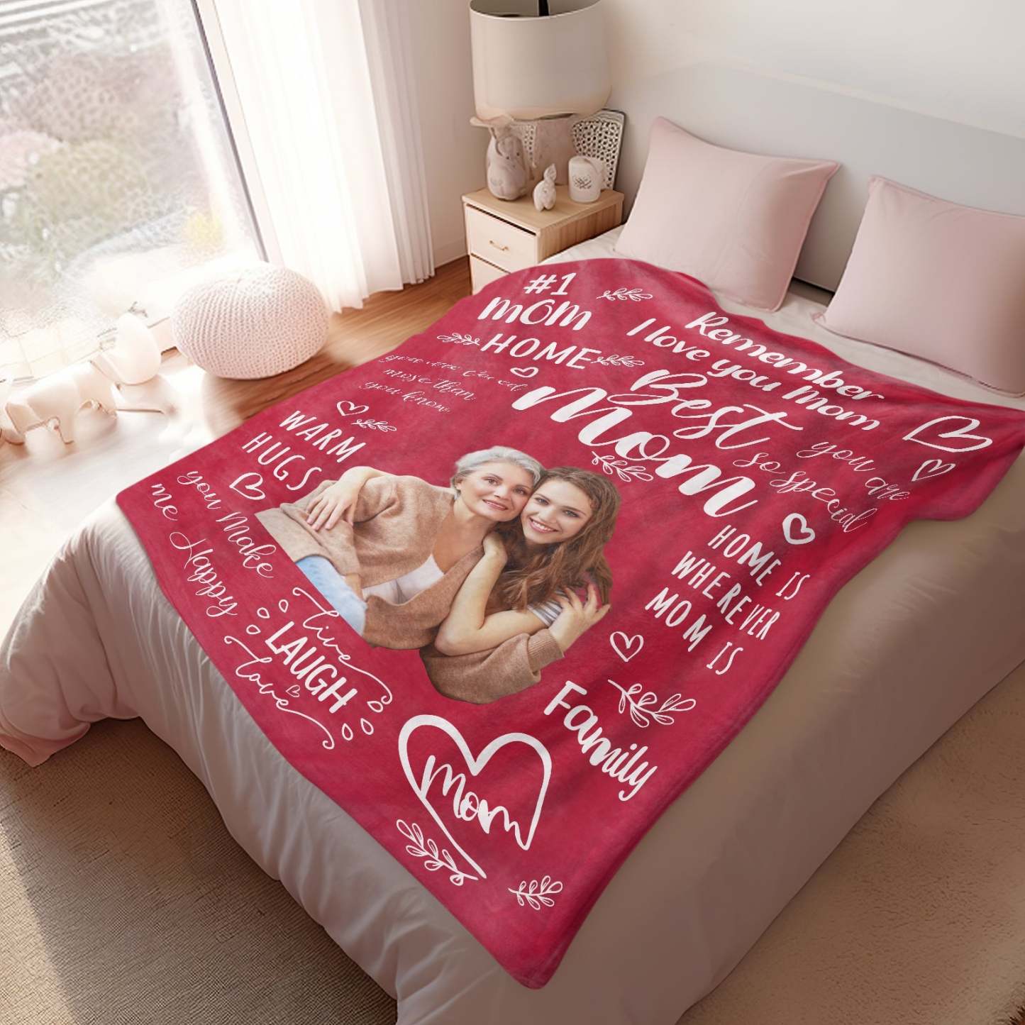 Personalised Photo Mom Theme Blanket Remember I Love You Mom Mother's Day Gift For Mom