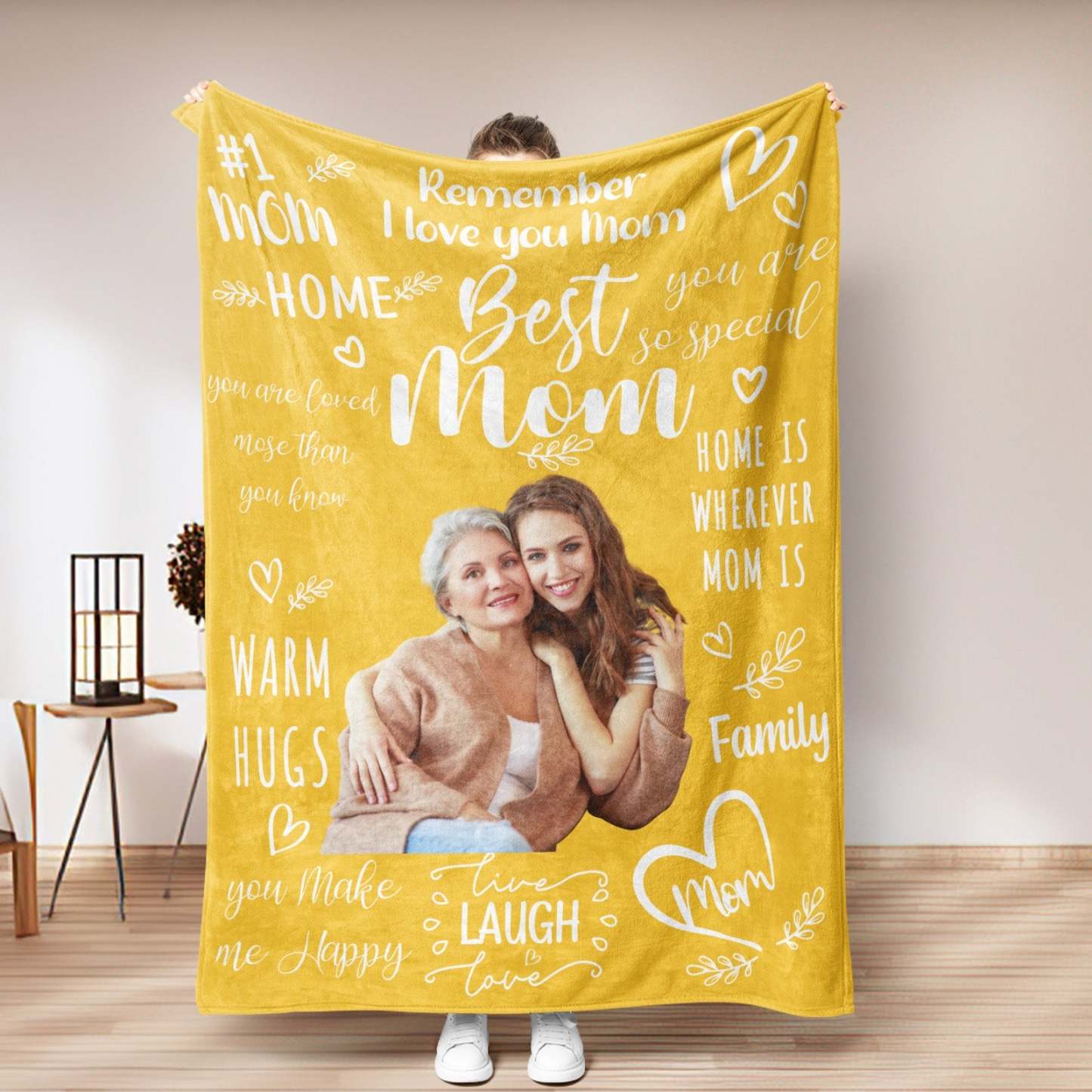 Personalised Photo Mom Theme Blanket Remember I Love You Mom Mother's Day Gift For Mom