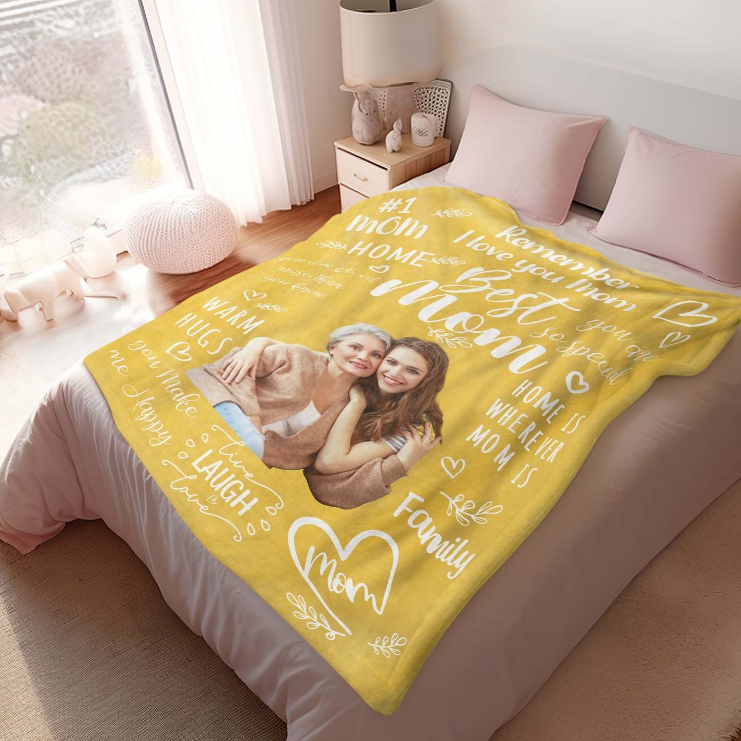 Personalised Photo Mom Theme Blanket Remember I Love You Mom Mother's Day Gift For Mom