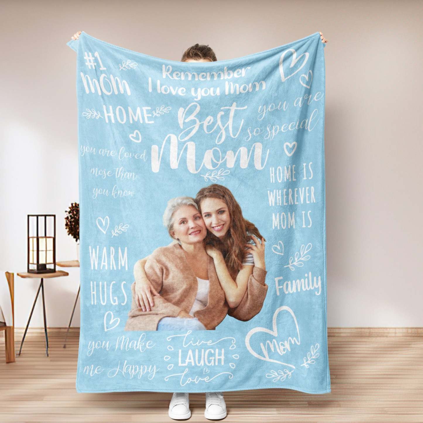 Personalised Photo Mom Theme Blanket Remember I Love You Mom Mother's Day Gift For Mom