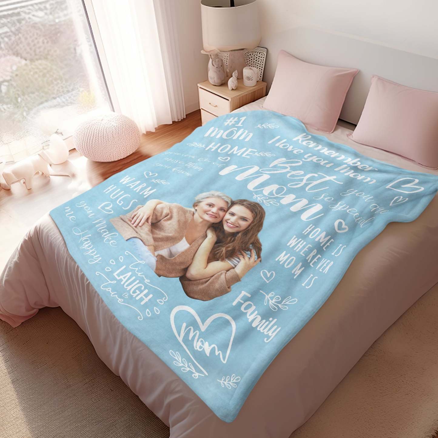 Personalised Photo Mom Theme Blanket Remember I Love You Mom Mother's Day Gift For Mom