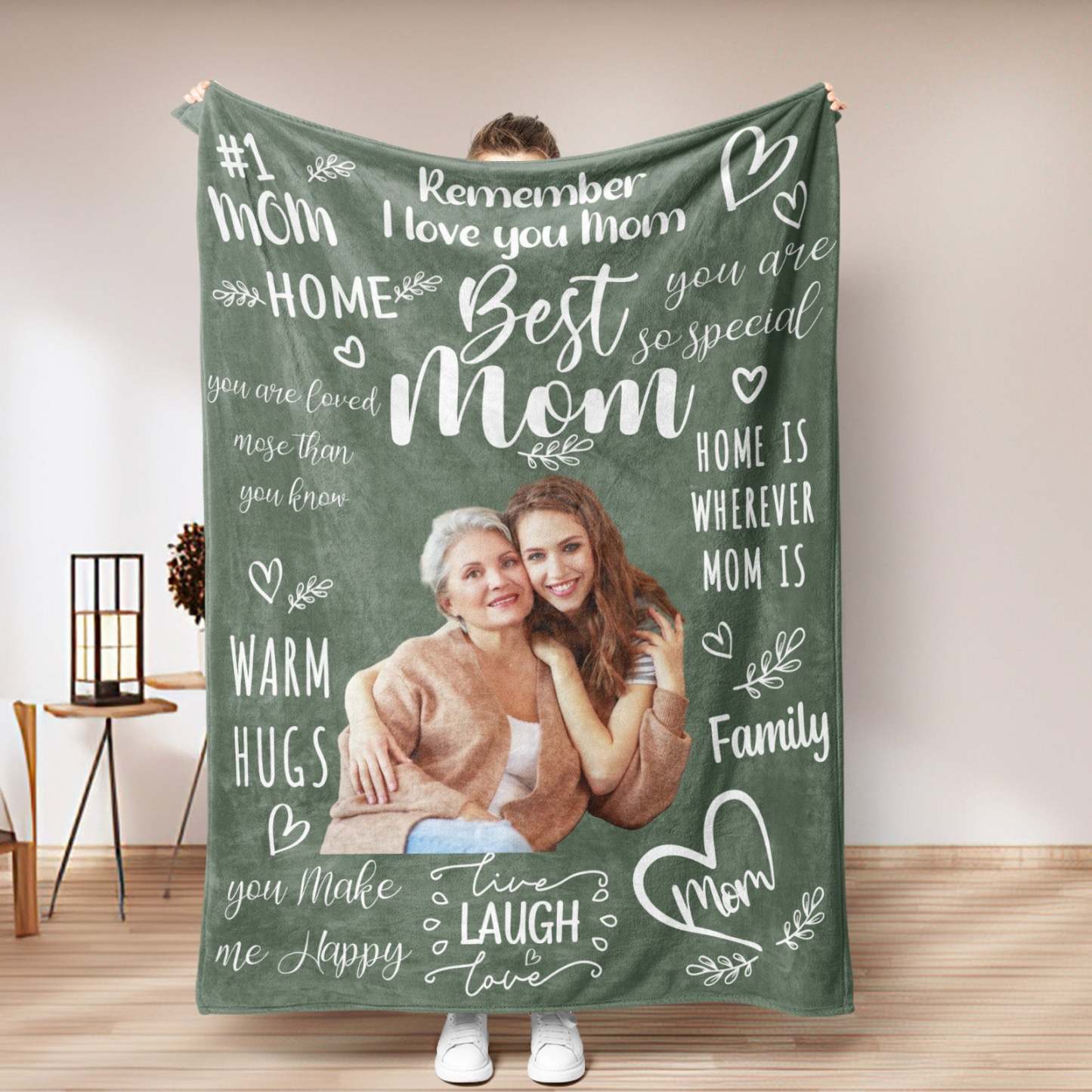 Personalised Photo Mom Theme Blanket Remember I Love You Mom Mother's Day Gift For Mom