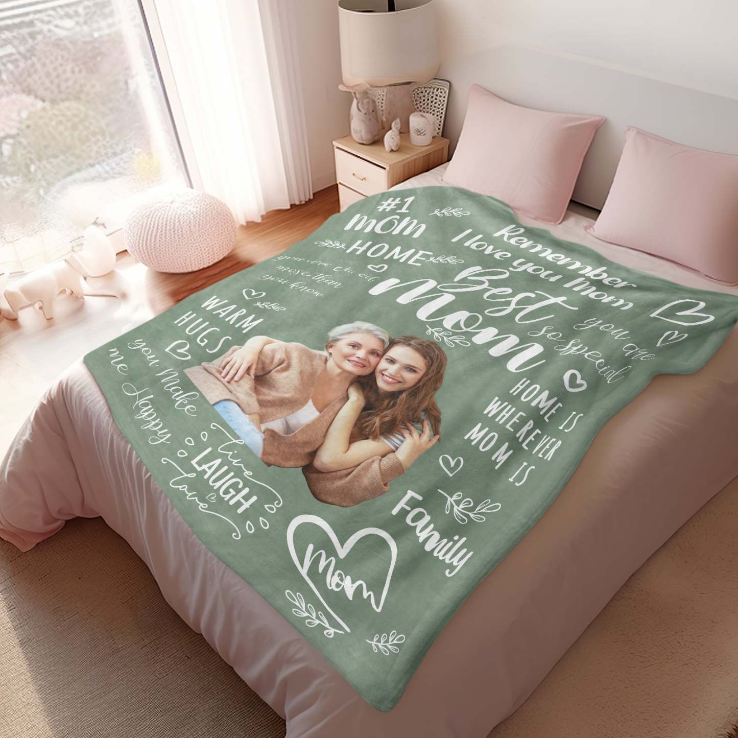 Personalised Photo Mom Theme Blanket Remember I Love You Mom Mother's Day Gift For Mom