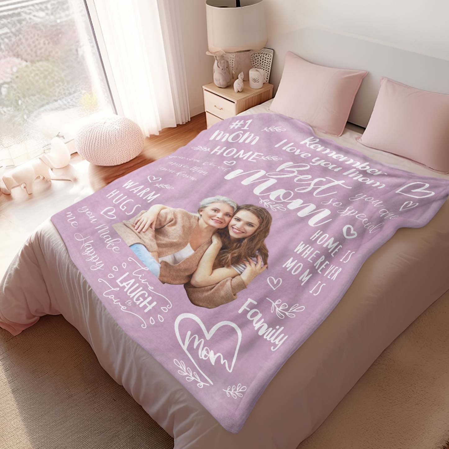 Personalised Photo Mom Theme Blanket Remember I Love You Mom Mother's Day Gift For Mom