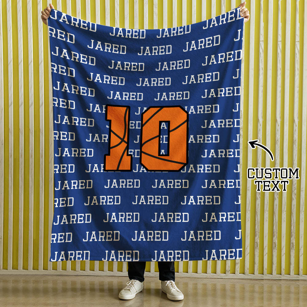 Personalised Basketball Blanket with Name, Sports gift, sports blanket, stadium blanket - makephotopuzzleuk