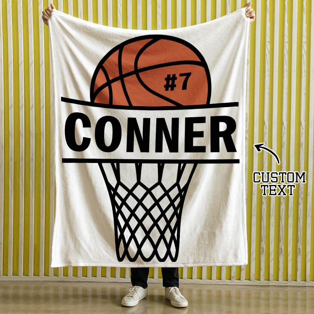 Personalised Basketball Blanket, Custom Name Blanket, Soft Throw Blankets, Custom Basketball Blanket, Gift for Basketball Players - makephotopuzzleuk
