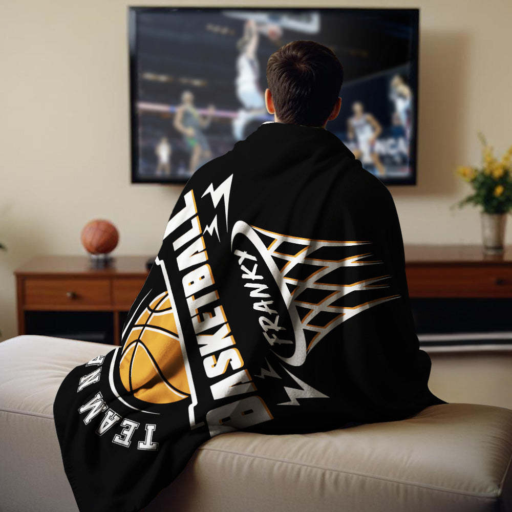 Personalised Basketball Blanket - Custom Name & Team Name - Soft Throw for Players or Teams - Unique Basketball Gift - makephotopuzzleuk