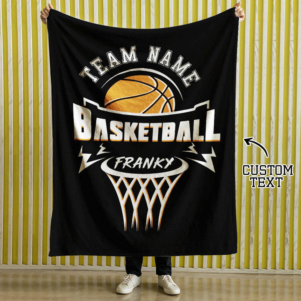 Personalised Basketball Blanket - Custom Name & Team Name - Soft Throw for Players or Teams - Unique Basketball Gift - makephotopuzzleuk