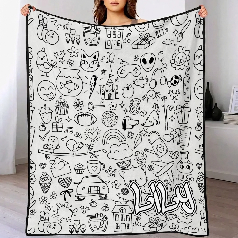DIY Drawing Blanket (Optional 24-Color Marker Set) Create Your Art Blanket Washable Keepsake Blanket for Kids & Adults - makephotopuzzleuk