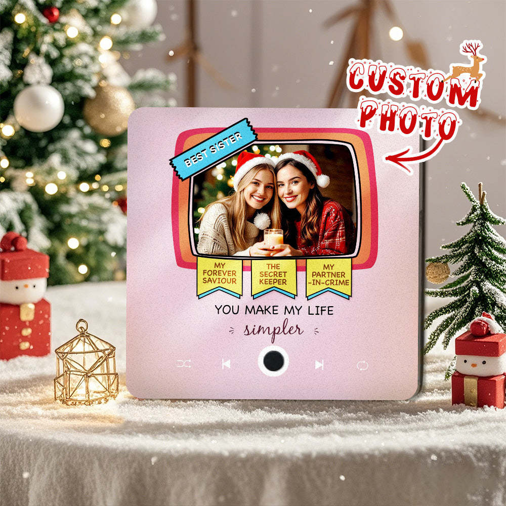 Personalized Photo Music Fridge Magnet Christmas Gift for Sisters and Brothers Custom Music Magnets Can Play Songs - makephotopuzzleuk