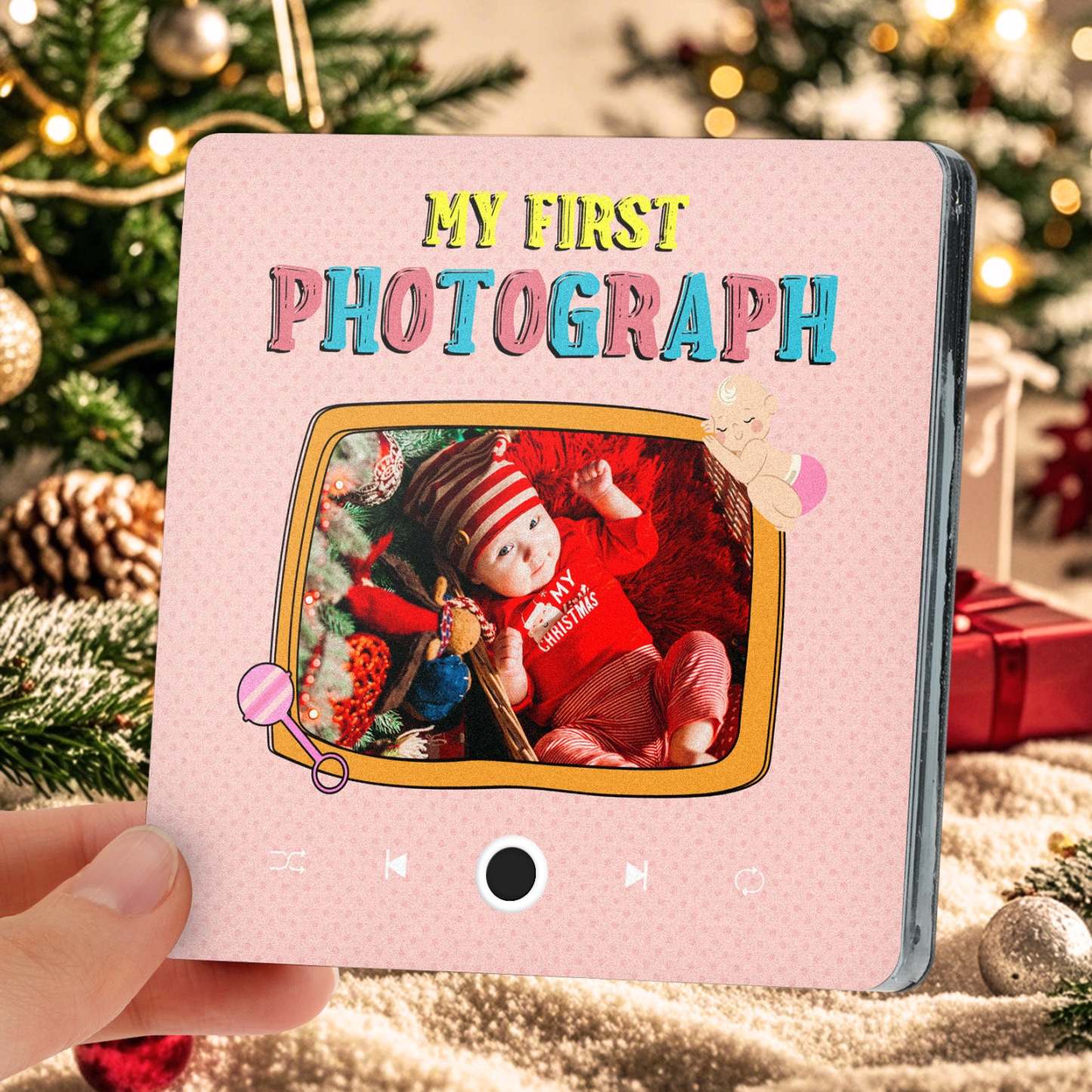 Personalized Music Fridge Magnet Baby's First Photograph Christmas Gifts for Family Custom Music Magnets Can Play Songs - makephotopuzzleuk