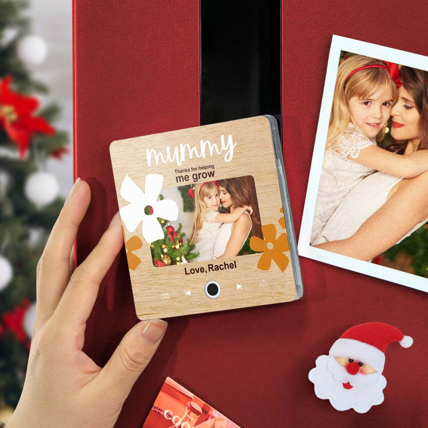 Personalised Music Fridge Magnet Gift for Mom Custom Music Magnets Can Play Songs Christmas Gifts Family Gifts - makephotopuzzleuk