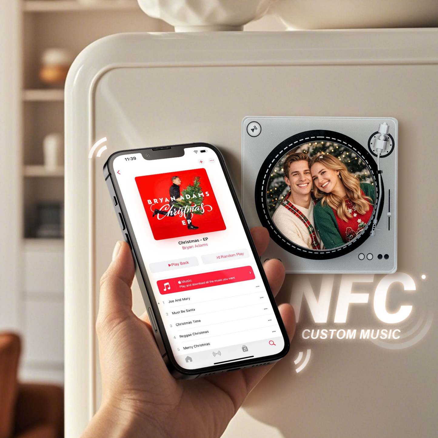 Custom Rotating Double Layer Acrylic Nfc Fridge Magnets With  Photos And Songs Magnetic Fridge Magnets - makephotopuzzleuk