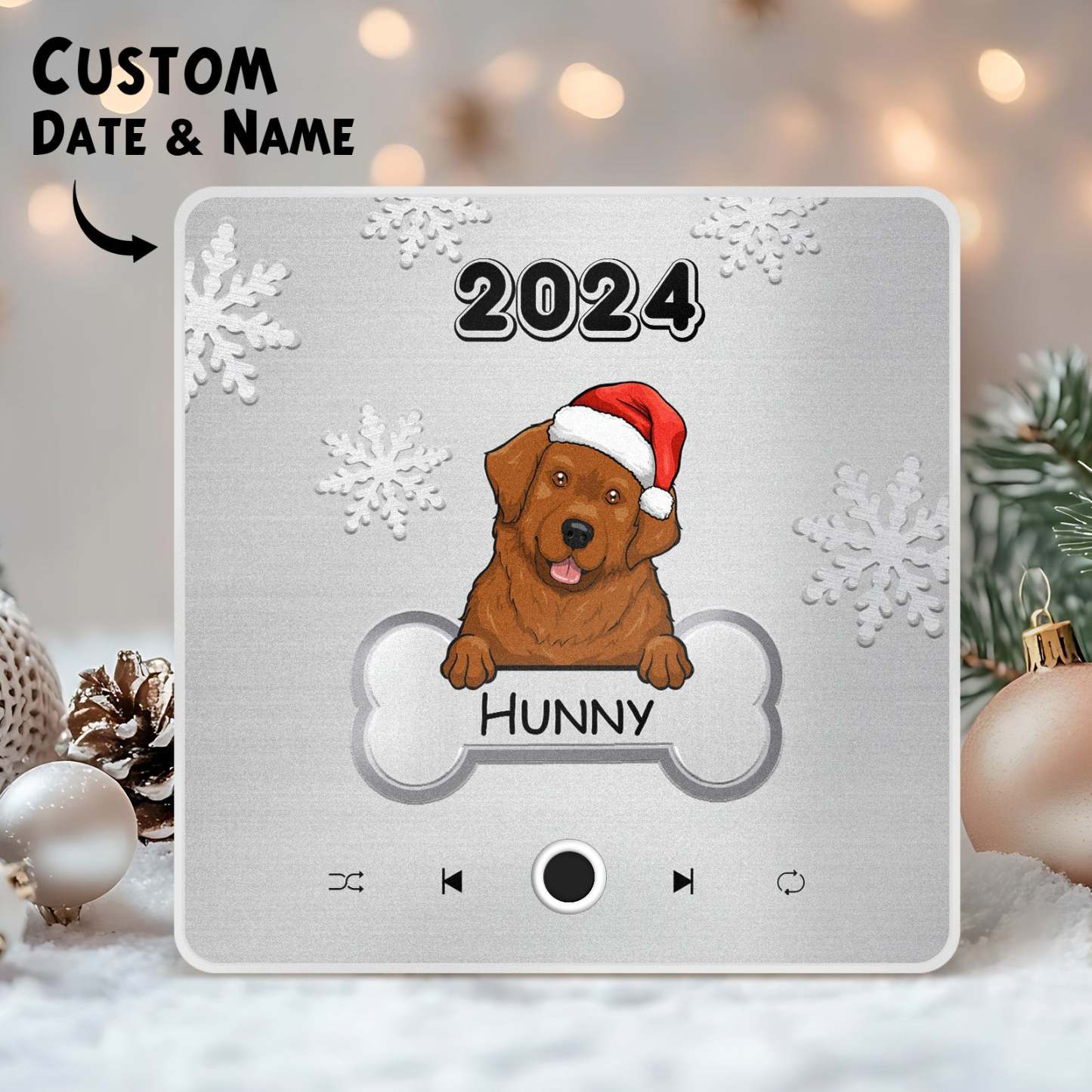 Personalized Music Fridge Magnet Custom Pet Dog Merry Christmas Custom Music Magnets Can Play Songs Christmas Gift Pet Lovers Gifts - makephotopuzzleuk