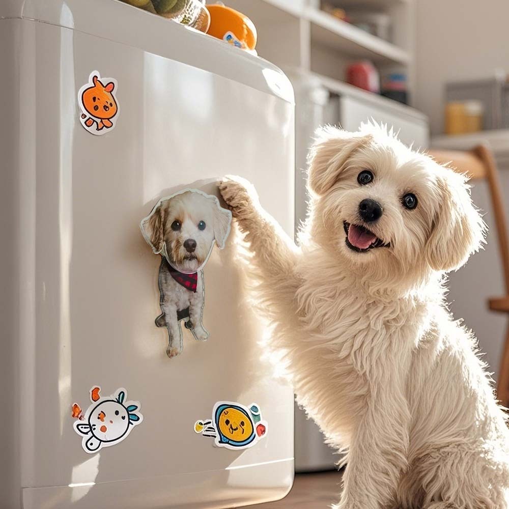 Personalized Refrigerator Magnet with Photo Pet Portrait Fridge Magnets Home Decoration Gifts for Pet Lover - makephotopuzzleuk