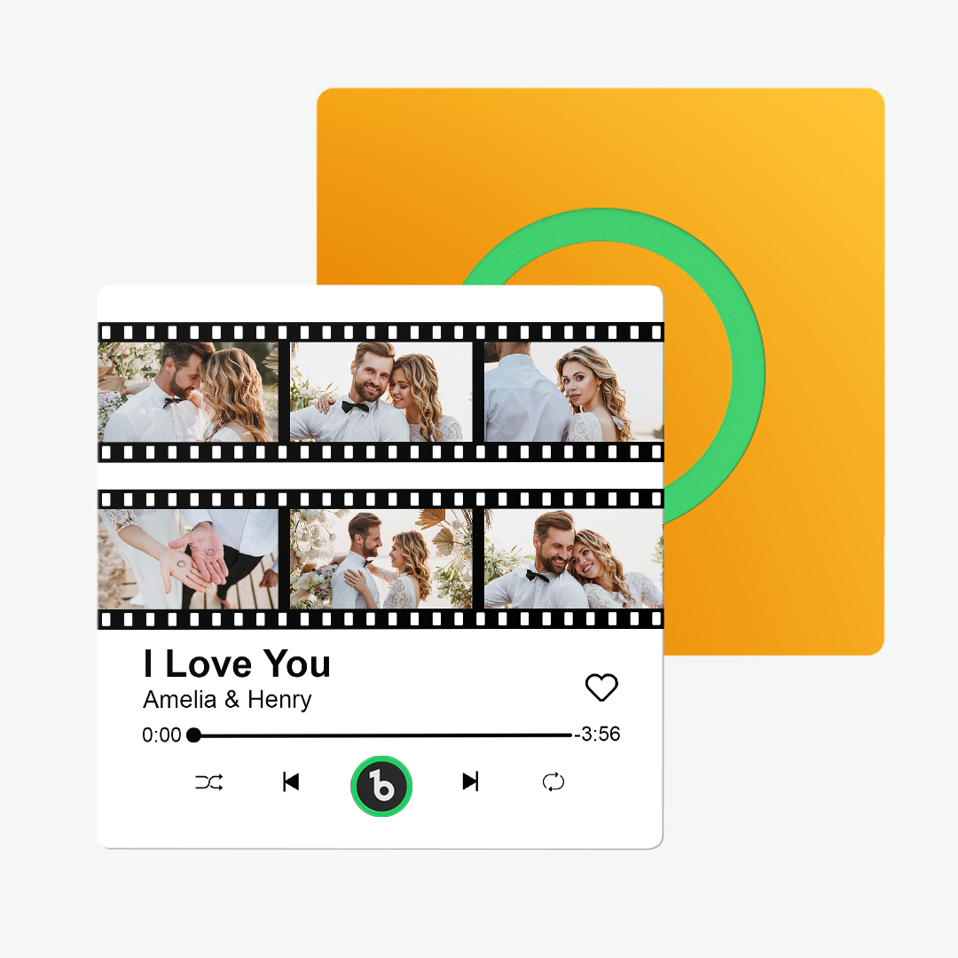 Custom Album Music Fridge Magnets Personalized Movie Style Photo Magnet for Refrigerator Can Play Song Customizable Pictures Magnets Memory Song Magnet Wedding Gift for Valentine's Day - makephotopuzzleuk