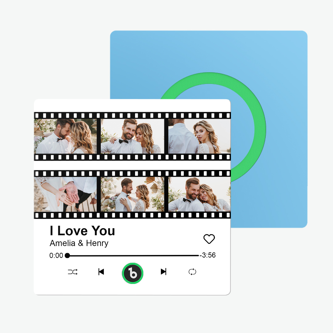 Custom Album Music Fridge Magnets Personalized Movie Style Photo Magnet for Refrigerator Can Play Song Customizable Pictures Magnets Memory Song Magnet Wedding Gift for Valentine's Day - makephotopuzzleuk